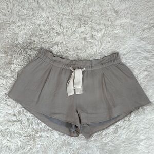 Wilfred Cool Grey Flowy Chiffon Mini Shorts with Front Tie